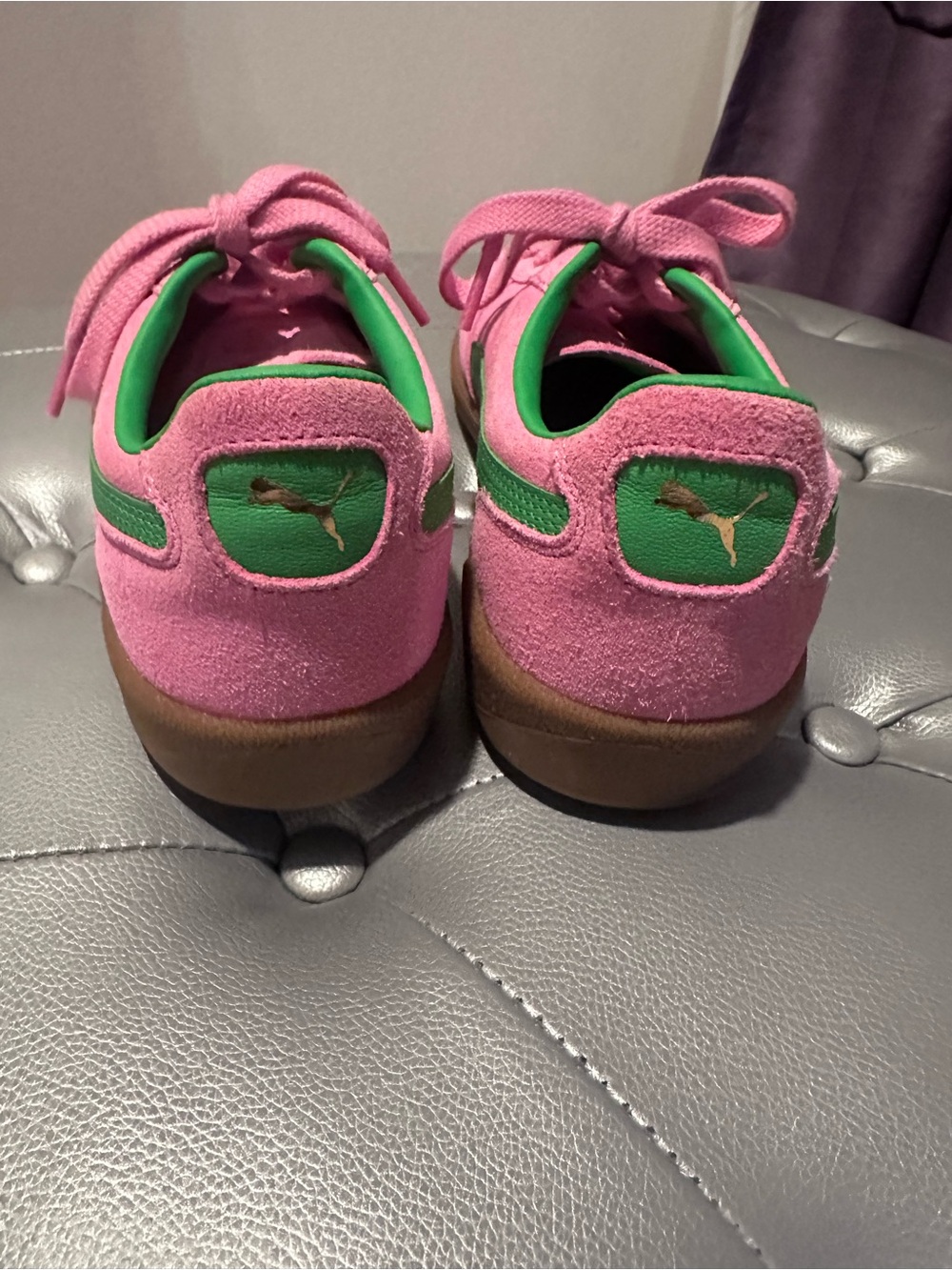 Puma Pink & Green ‘Palermo’ Suede Sneakers - Picture 4 of 8